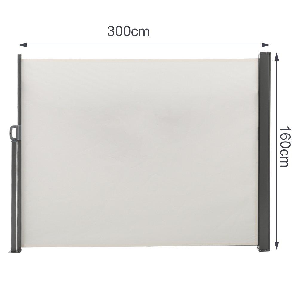 Beige - Breeins - Outdoor Retractable Privacy Side Awning - 4