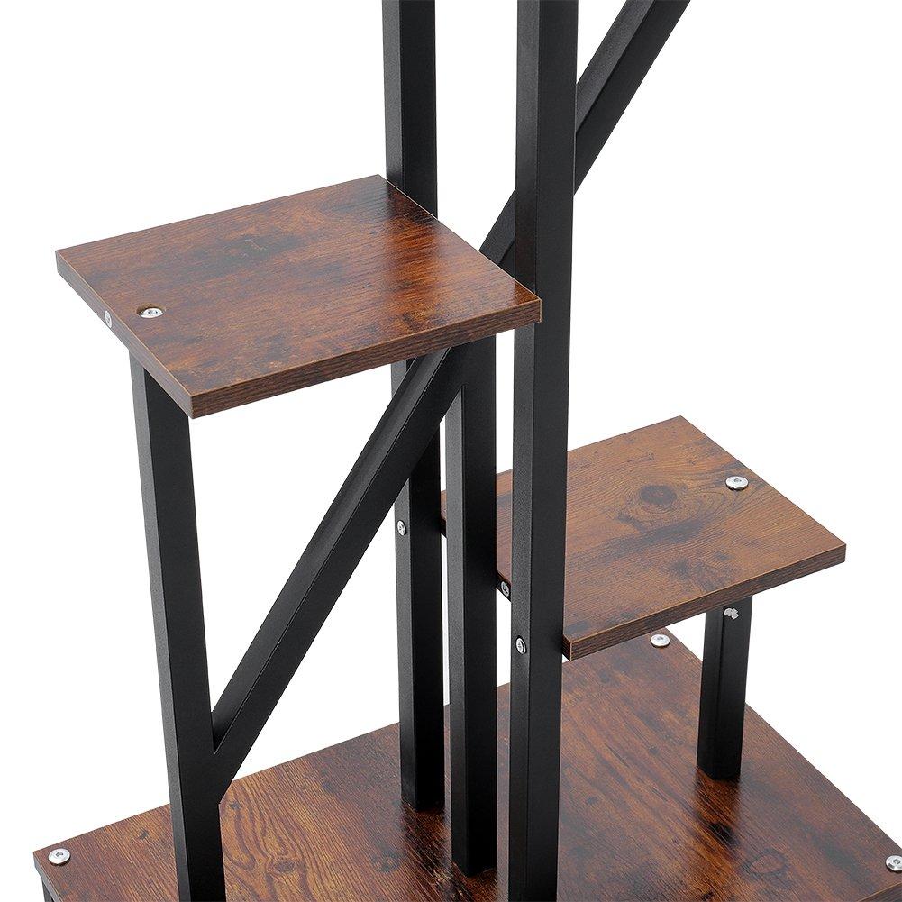 Brown And Black - LIFE IDEAS - 2x Half-Heart Tiered Plant Stand Brown - 6