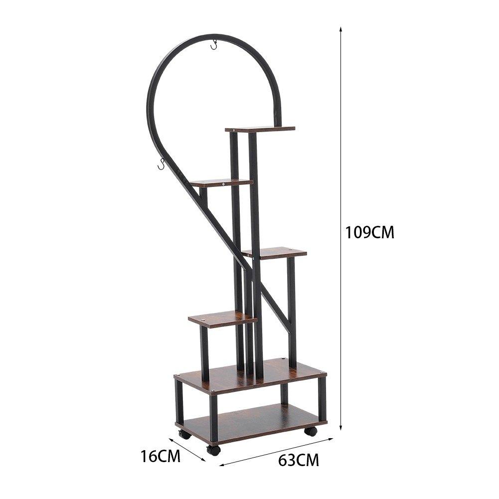 Brown And Black - LIFE IDEAS - 2x Half-Heart Tiered Plant Stand Brown - 8