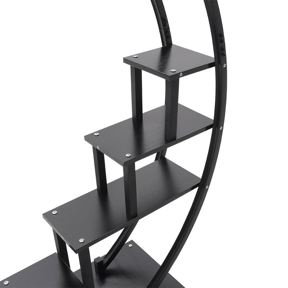 Black - LIFE IDEAS - 2x Half-Moon Plant Display Shelf with Wheels - 6