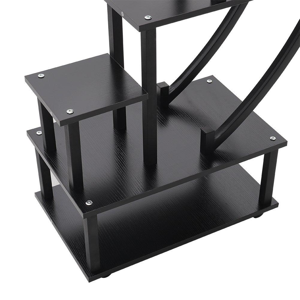 Black - LIFE IDEAS - 2x Half-Moon Plant Display Shelf with Wheels - 7