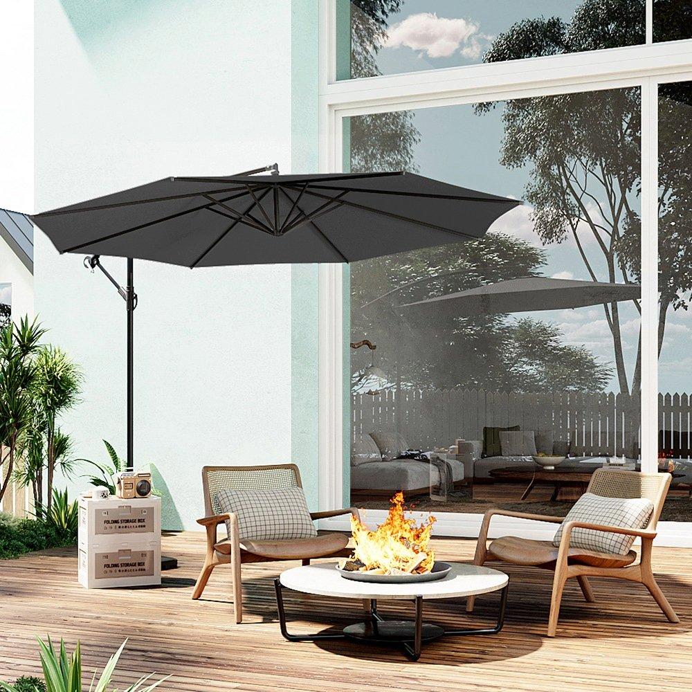 Grey - Breeins - 3M Grey Banana Cantilever Patio Parasol - 1