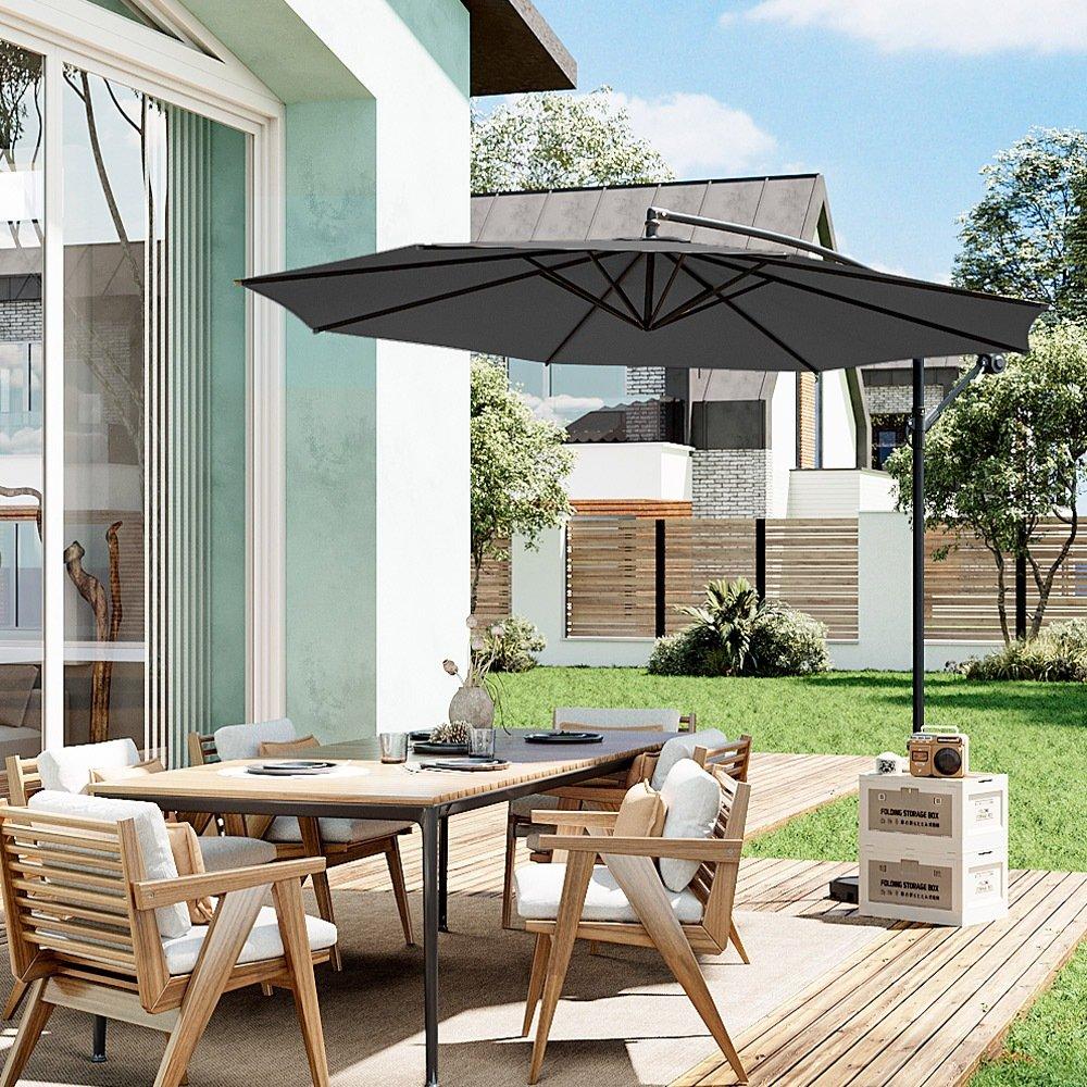Grey - Breeins - 3M Grey Banana Cantilever Patio Parasol - 2