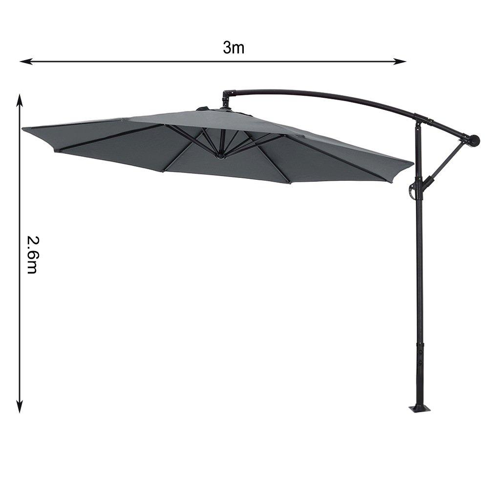 Grey - Breeins - 3M Grey Banana Cantilever Patio Parasol - 7