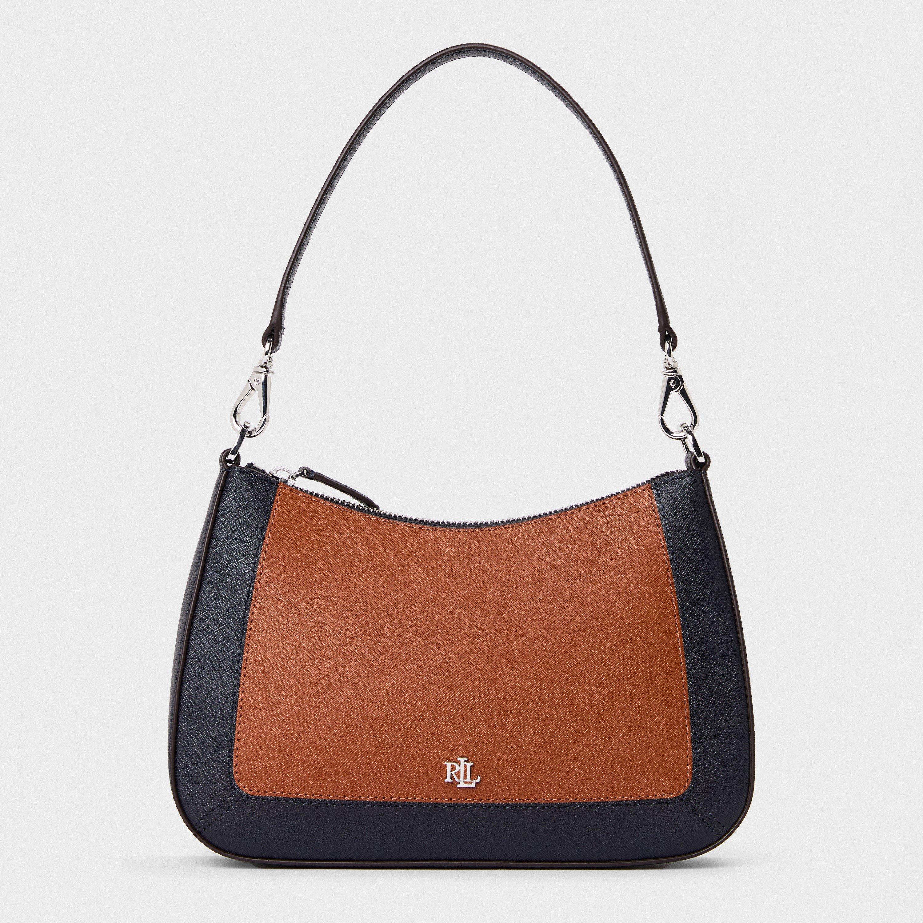Lauren by Ralph Lauren Women's Danni Leather Shoulder Bag - Tan / Navy
