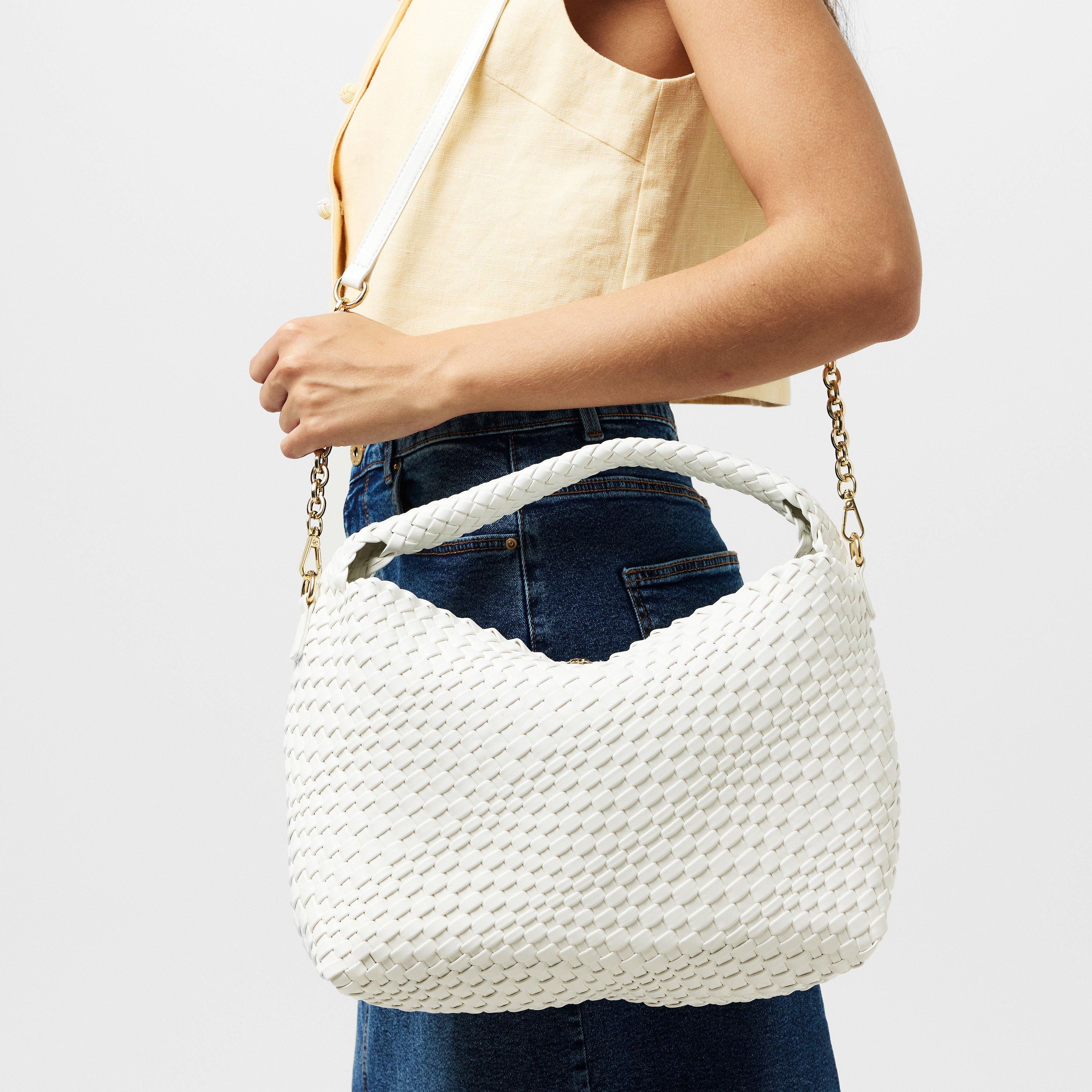 WHITE - Dune London - Women's Woven Hobo Bag - 3