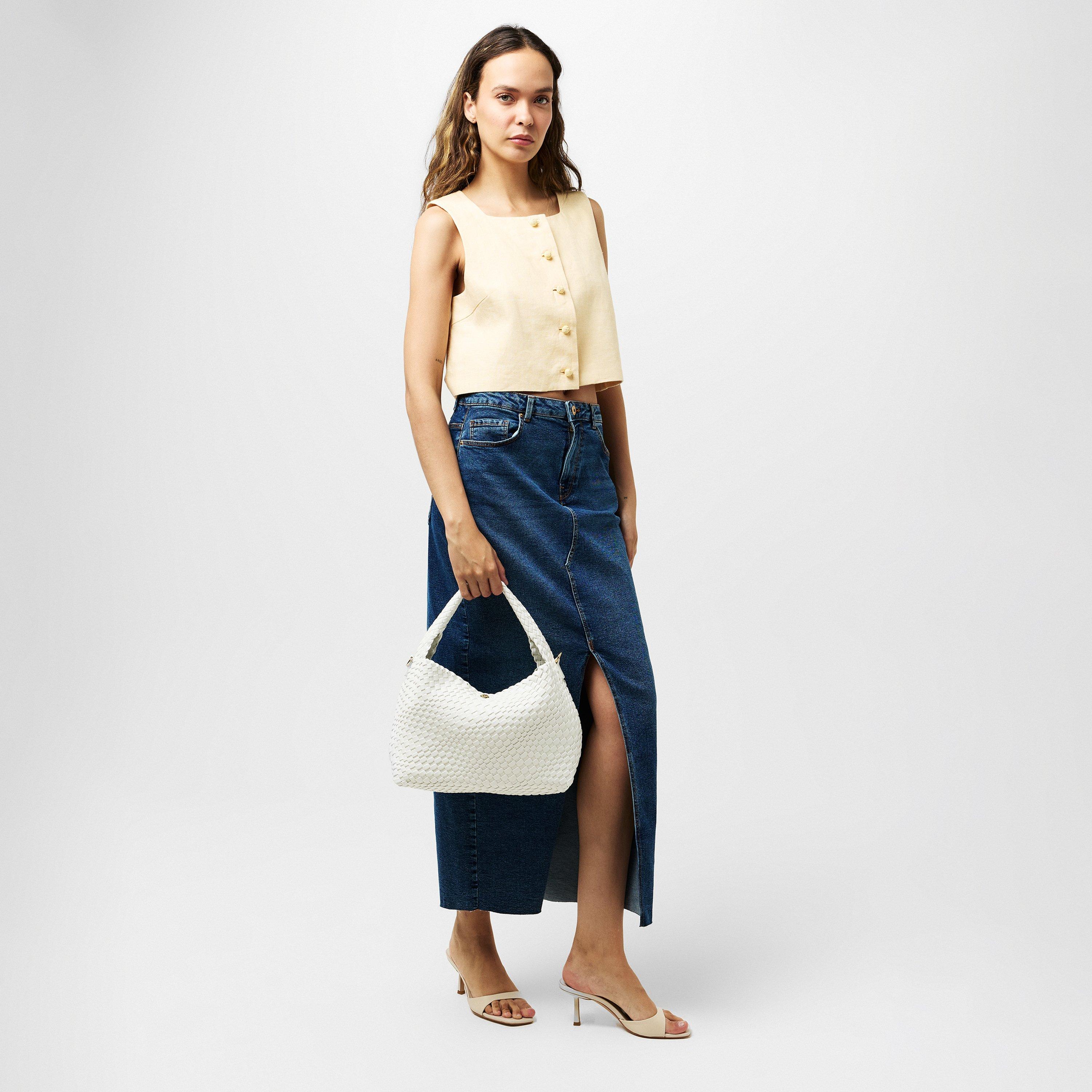 WHITE - Dune London - Women's Woven Hobo Bag - 6