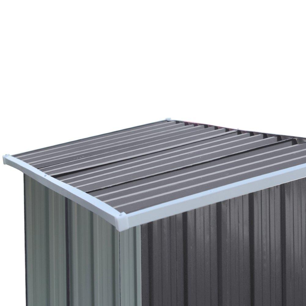 Grey - Breeins - 157x157x71cm Outdoor Metal Firewood Storage Shed - 8