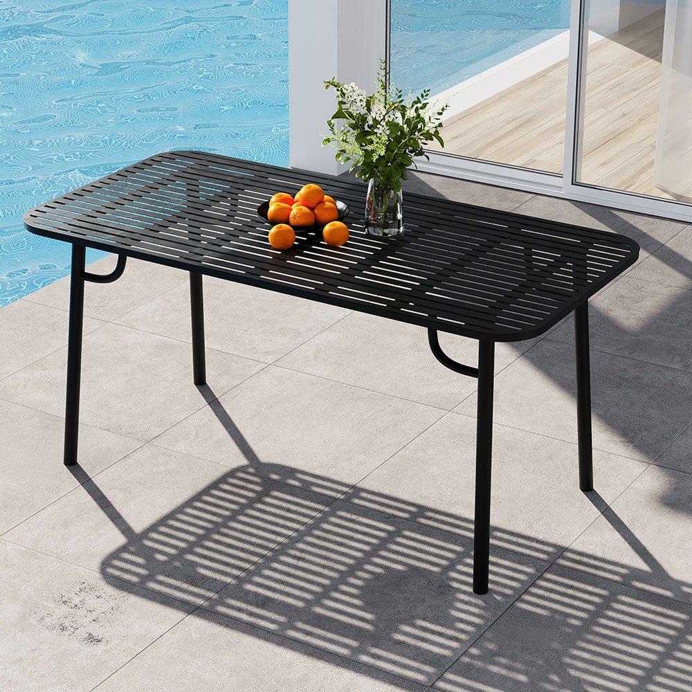Black - Breeins - 1.6m Outdoor Garden Metal Table - 1
