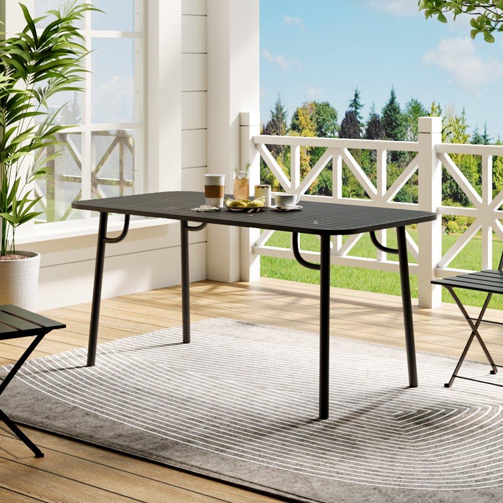 Black - Breeins - 1.6m Outdoor Garden Metal Table - 2