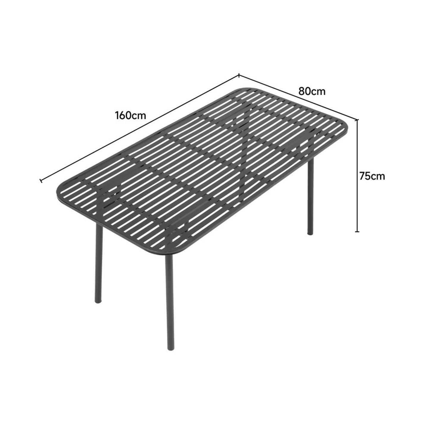 Black - Breeins - 1.6m Outdoor Garden Metal Table - 9