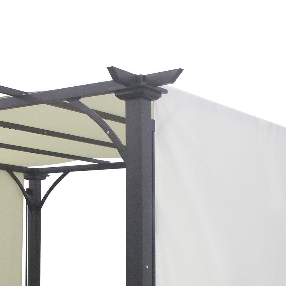 Beige - Breeins - Outdoor Patio Pergola with Retractable Canopy - 5