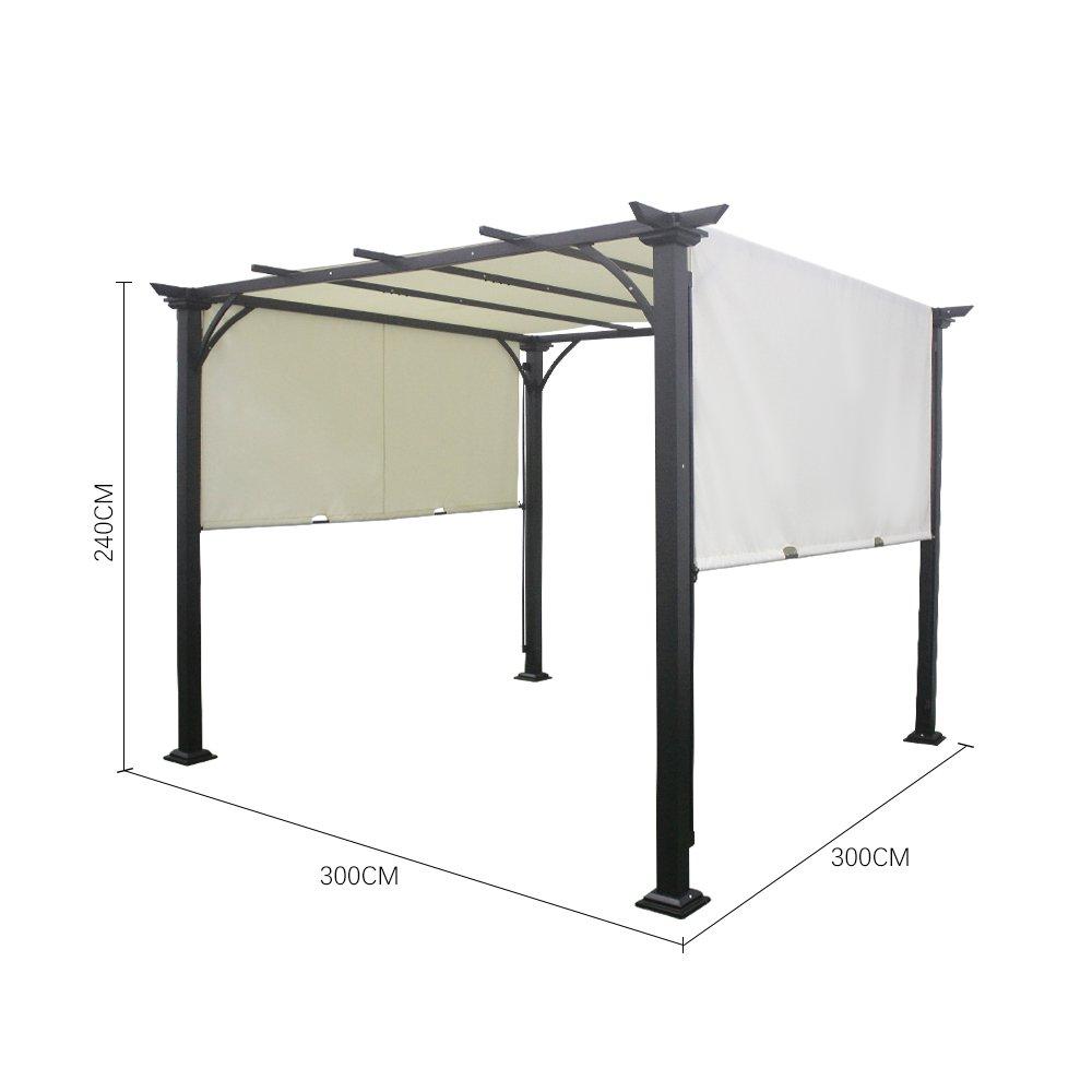 Beige - Breeins - Outdoor Patio Pergola with Retractable Canopy - 8