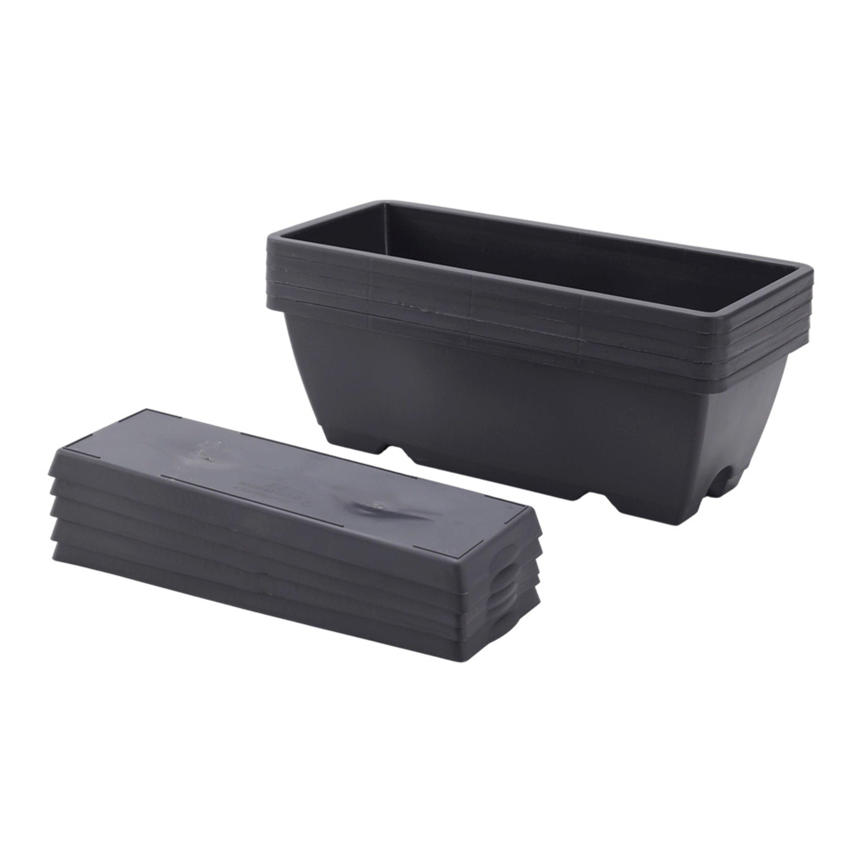 Dark Grey - Breeins - 5-Piece Rectangle Garden Planter Set - 1
