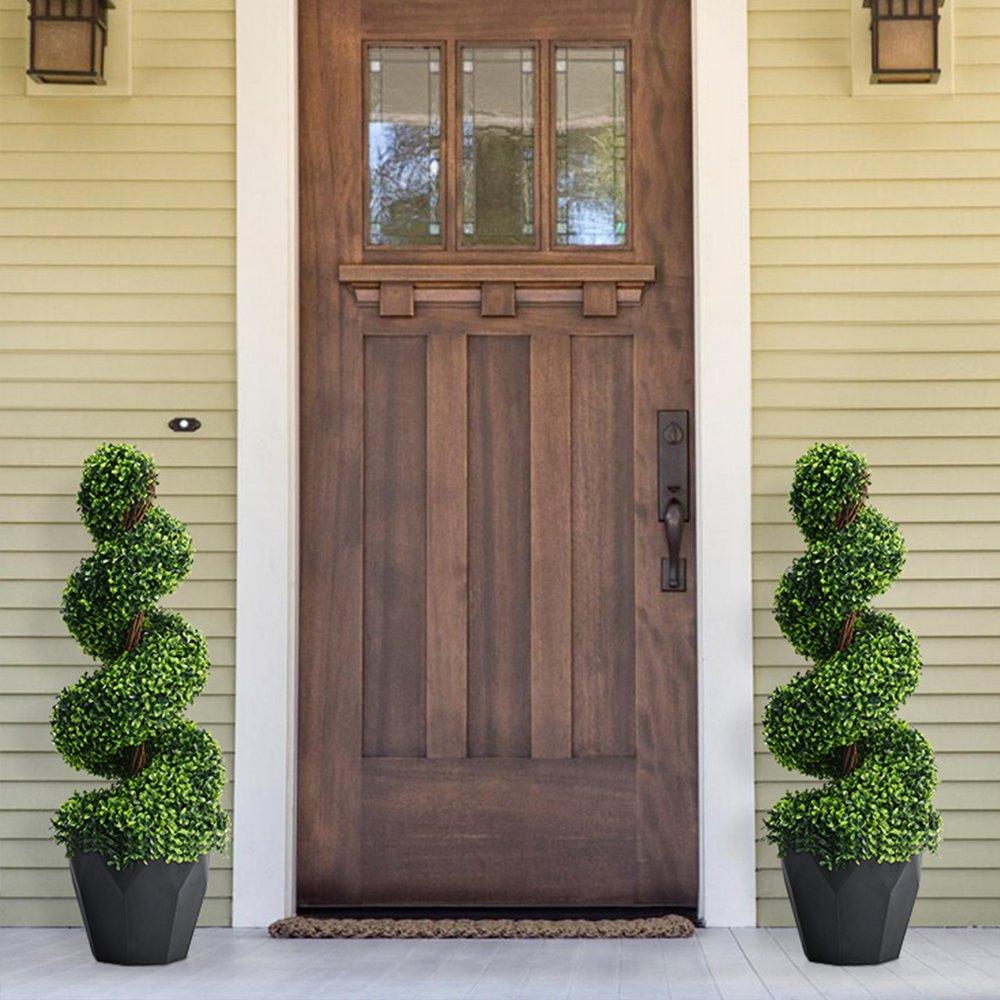 Green - LIFE IDEAS - 2x Topiary Spiral Boxwood Fake Trees - 2