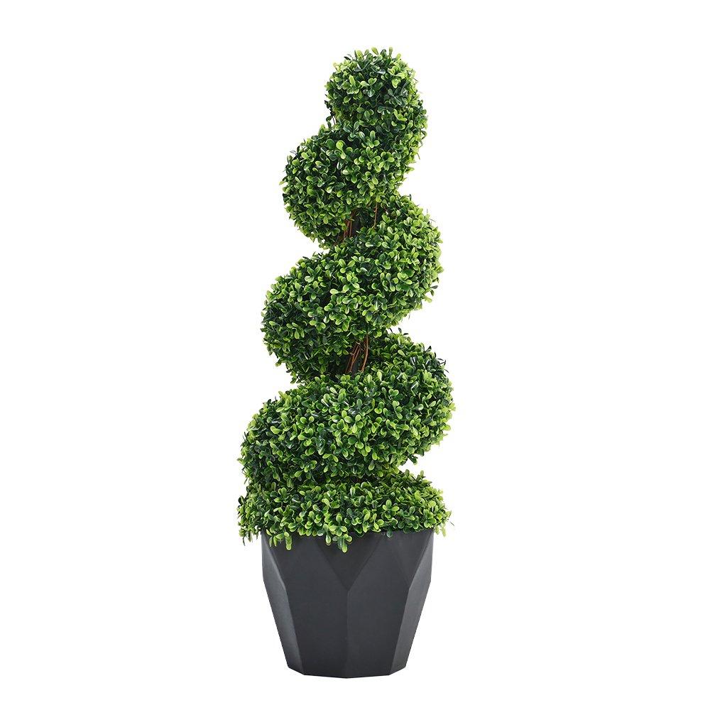 Green - LIFE IDEAS - 2x Topiary Spiral Boxwood Fake Trees - 3