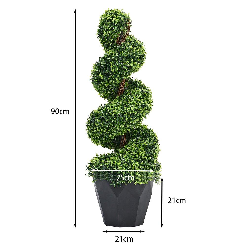 Green - LIFE IDEAS - 2x Topiary Spiral Boxwood Fake Trees - 7