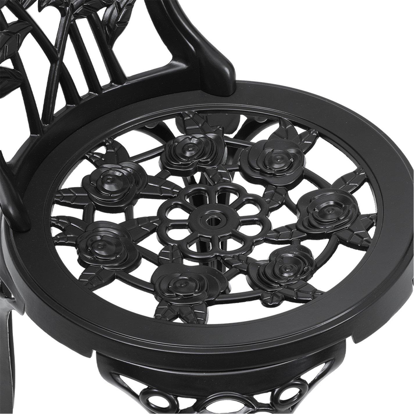 Black - Breeins - 3pcs Cast Aluminum Outdoor Bistro Dining Set - 11