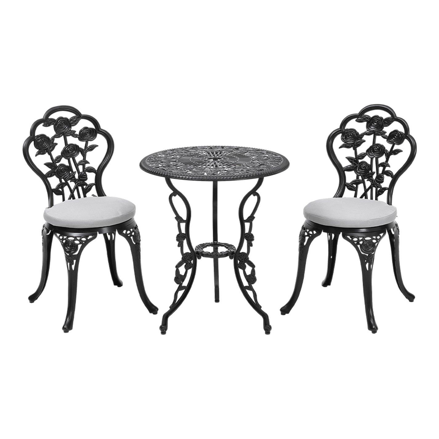 Black - Breeins - 3pcs Cast Aluminum Outdoor Bistro Dining Set - 4