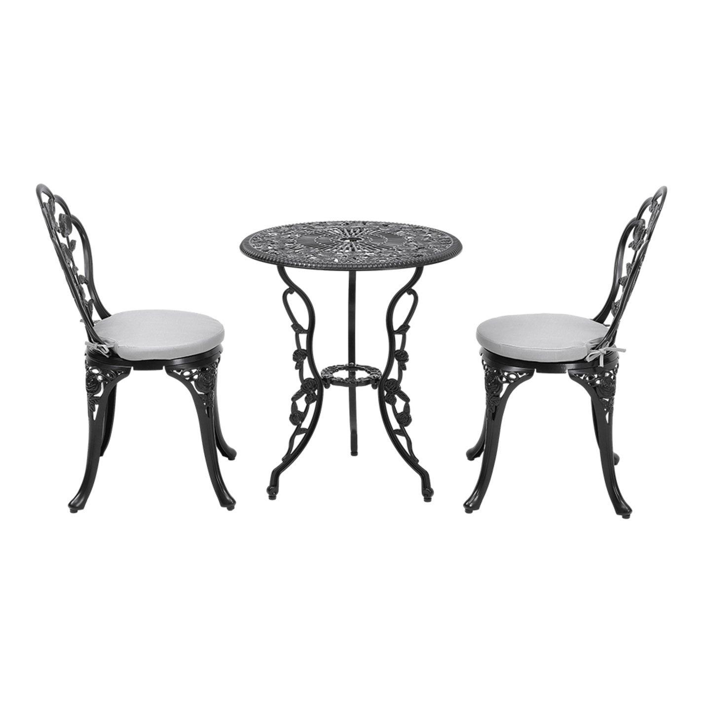 Black - Breeins - 3pcs Cast Aluminum Outdoor Bistro Dining Set - 5