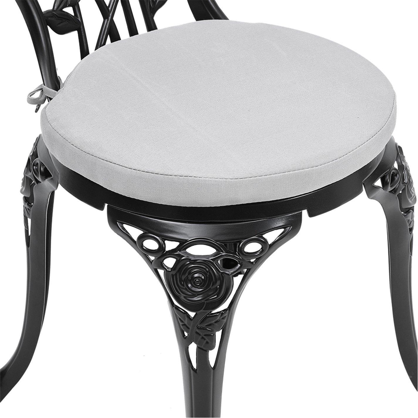 Black - Breeins - 3pcs Cast Aluminum Outdoor Bistro Dining Set - 9