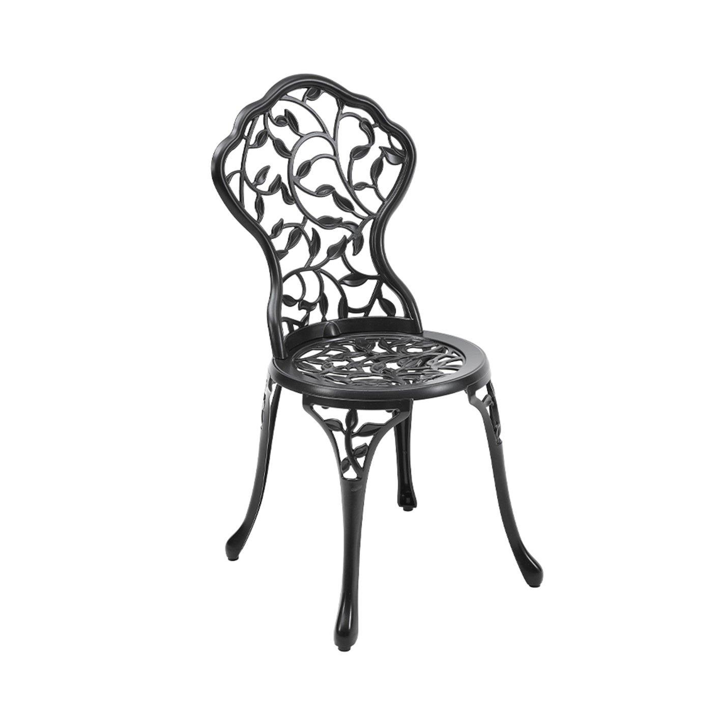 Black - Breeins - 3pcs Cast Aluminum Bistro Table and Chairs Set - 9