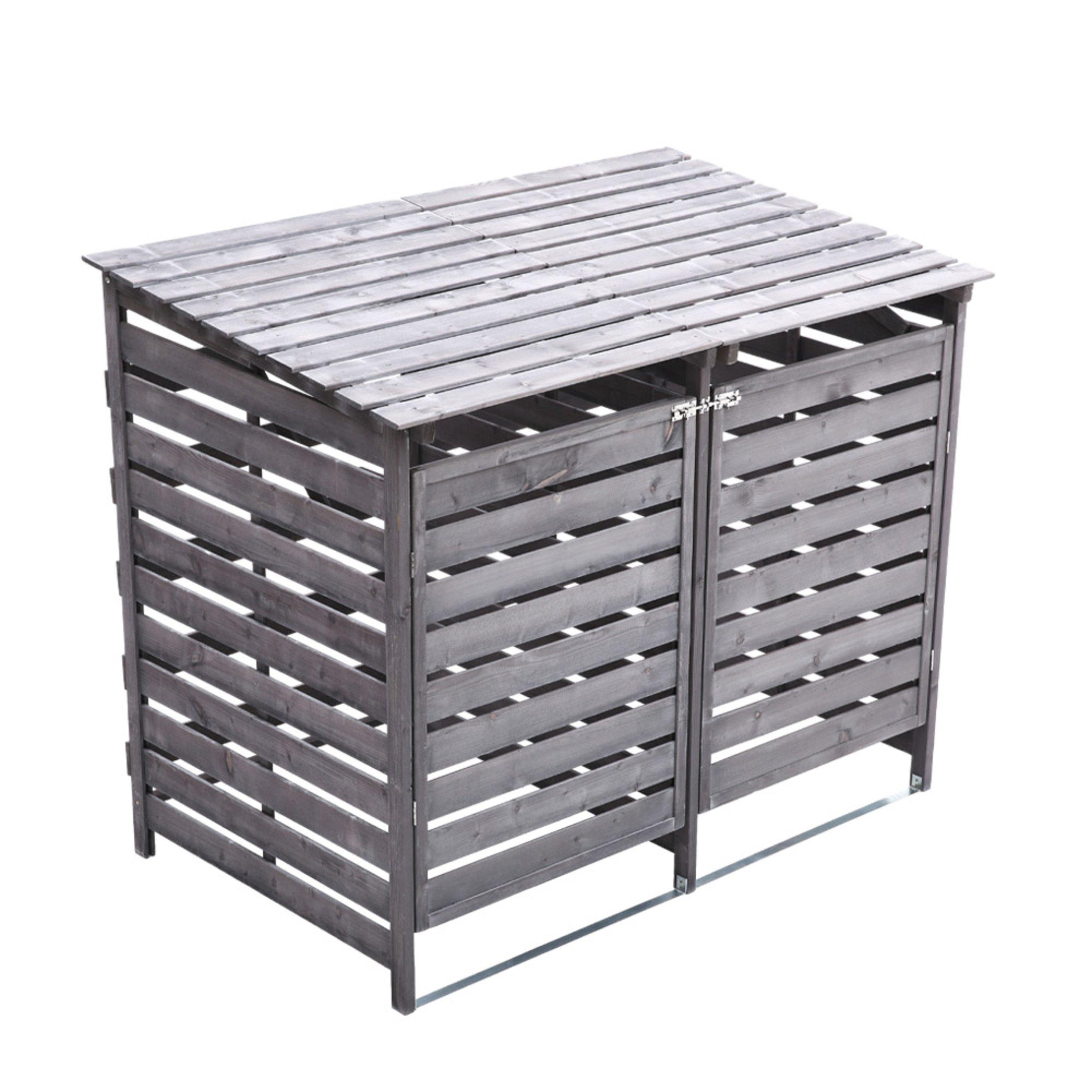 Grey - Breeins - Spruce Wood Garbage Can Garden Storage Shed - 1