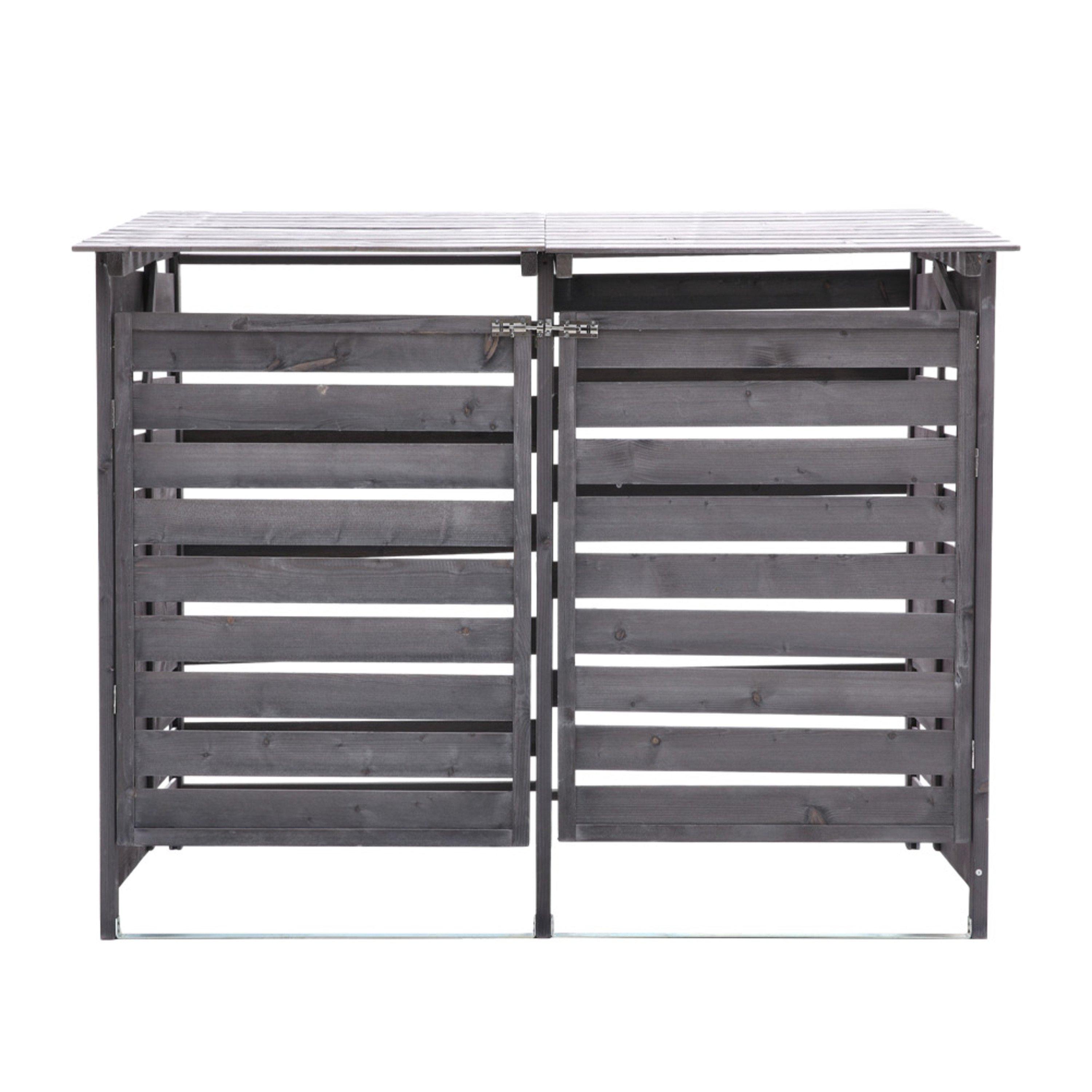 Grey - Breeins - Spruce Wood Garbage Can Garden Storage Shed - 2