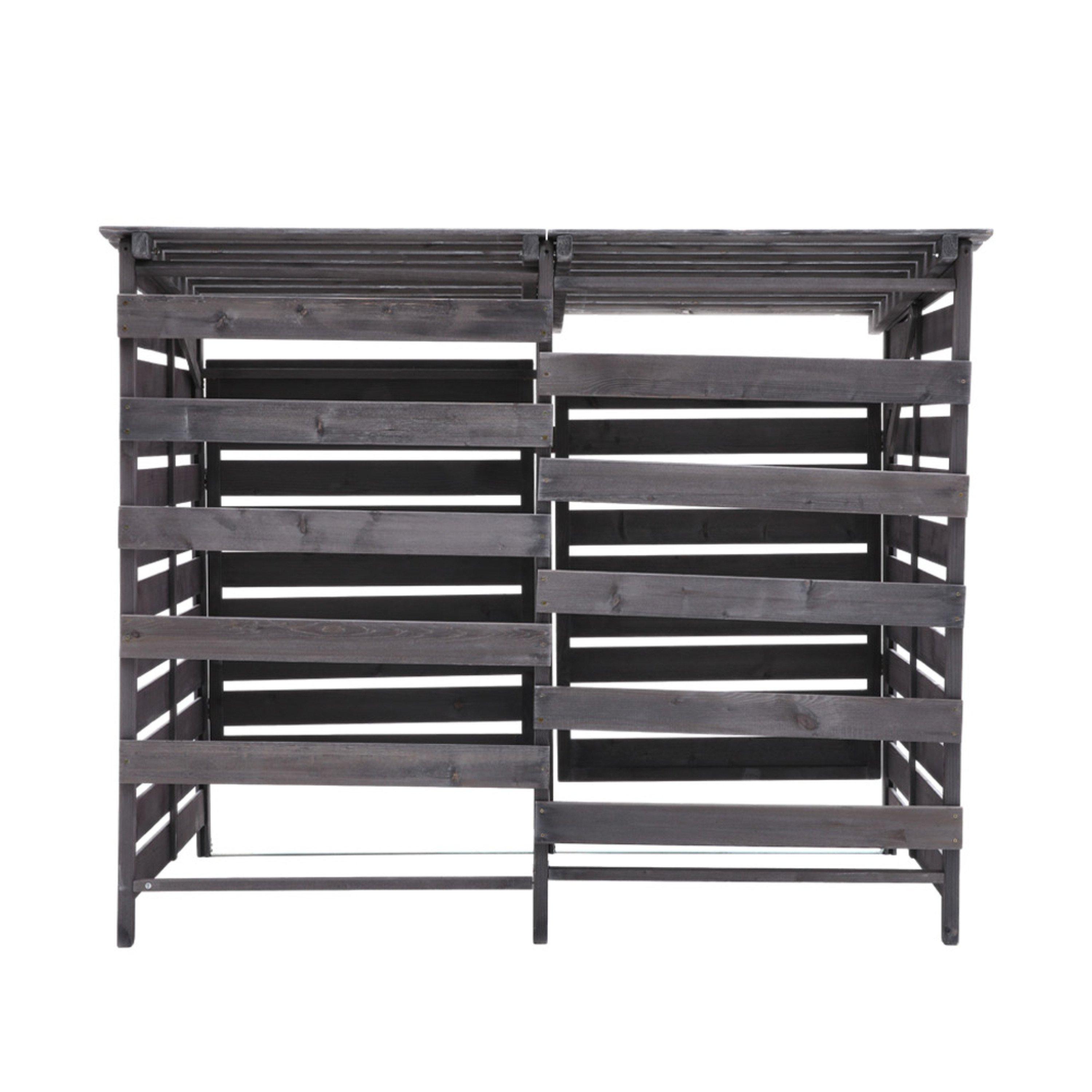 Grey - Breeins - Spruce Wood Garbage Can Garden Storage Shed - 4