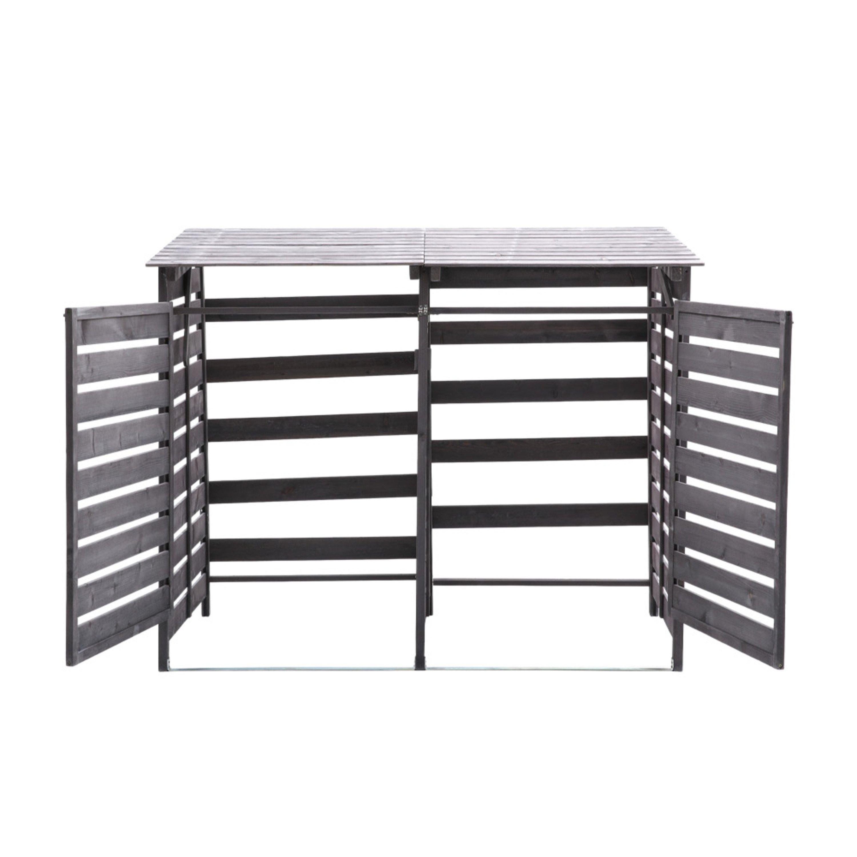 Grey - Breeins - Spruce Wood Garbage Can Garden Storage Shed - 5