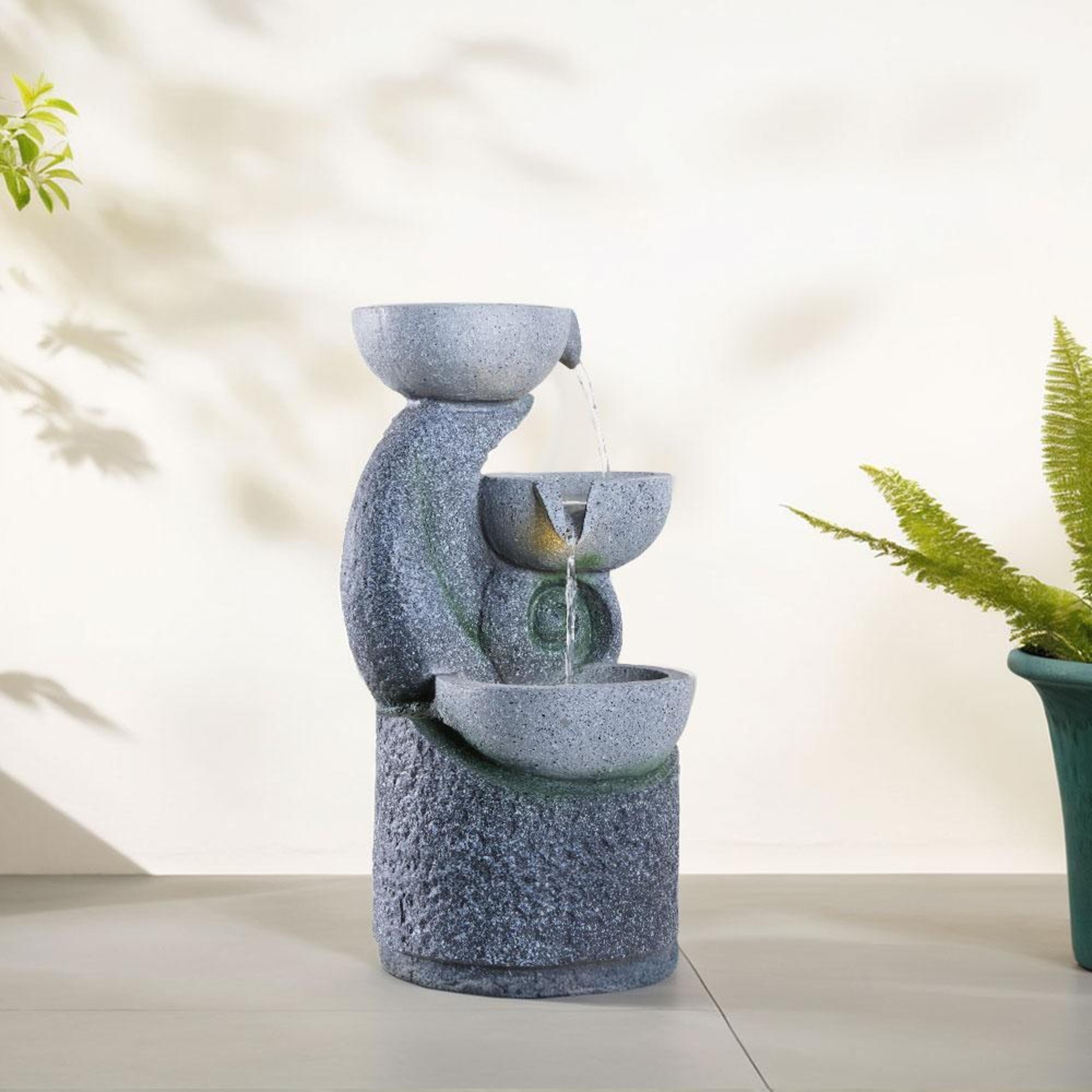 Grey - Breeins - Outdoor Solar-Powered Water Fountain Decor - 2