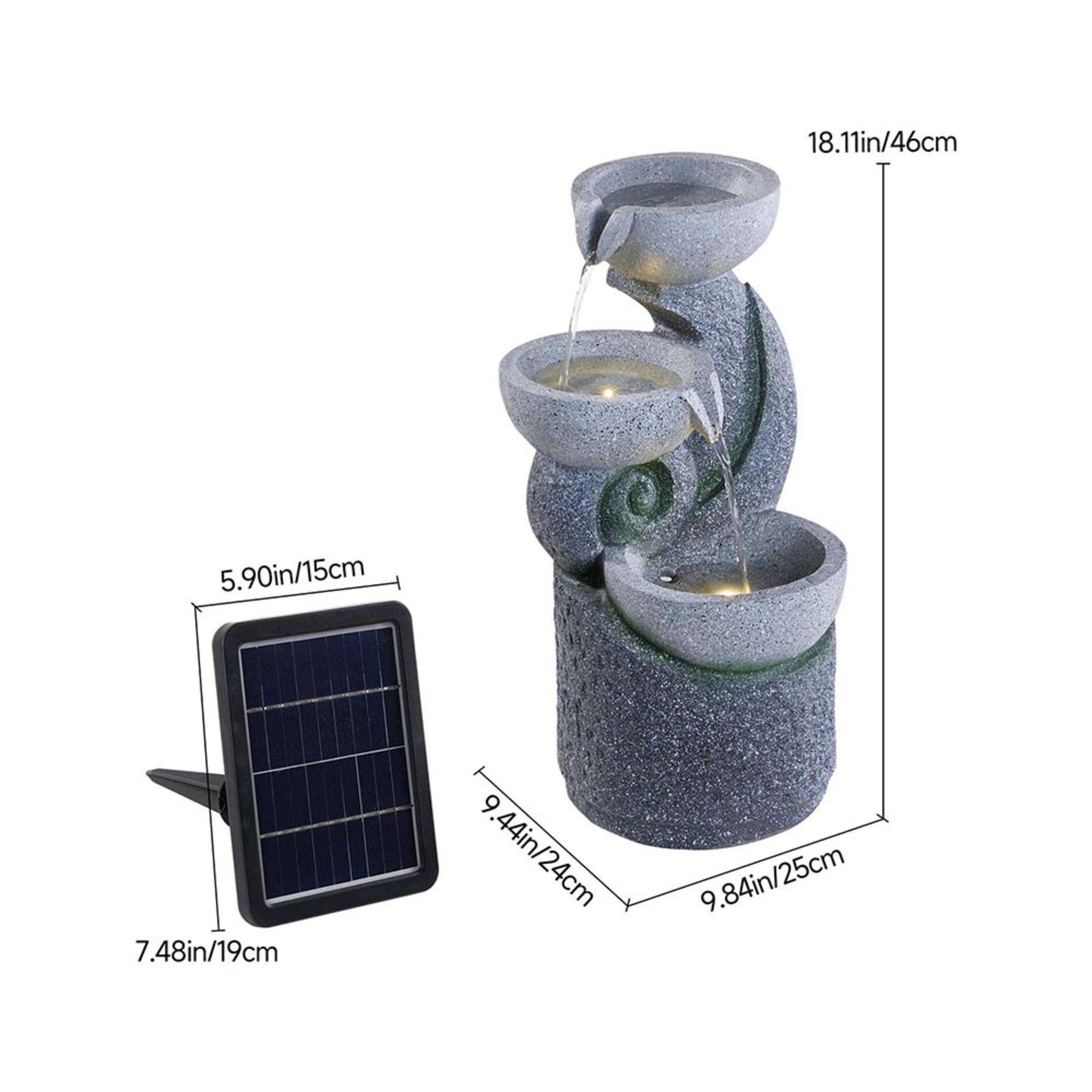 Grey - Breeins - Outdoor Solar-Powered Water Fountain Decor - 11