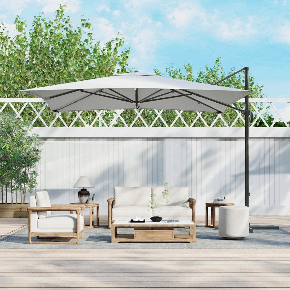Grey - Breeins - Large Square Outdoor Cantilever Parasol - 1