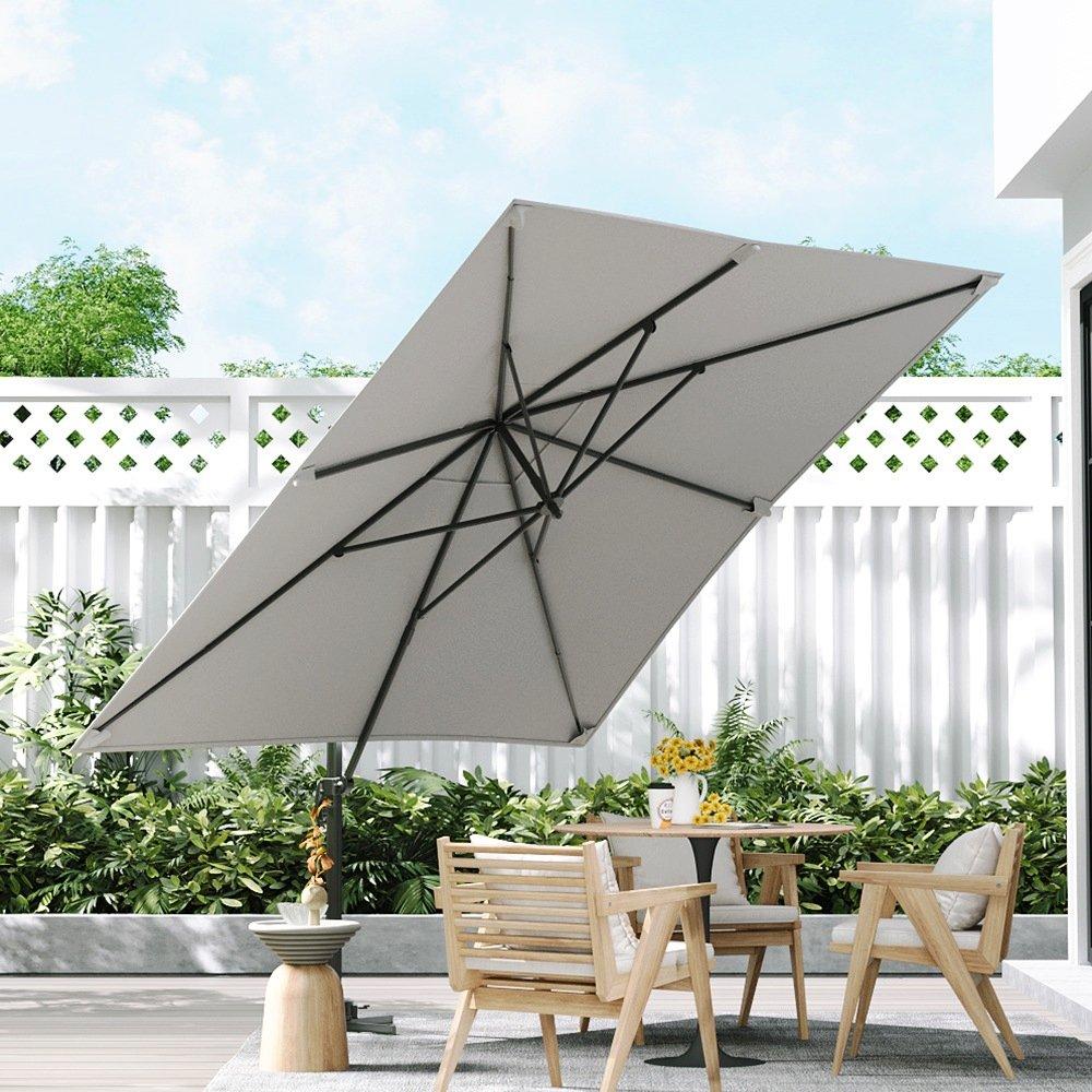 Grey - Breeins - Large Square Outdoor Cantilever Parasol - 2