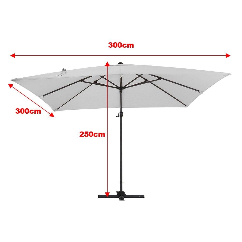 Grey - Breeins - Large Square Outdoor Cantilever Parasol - 10