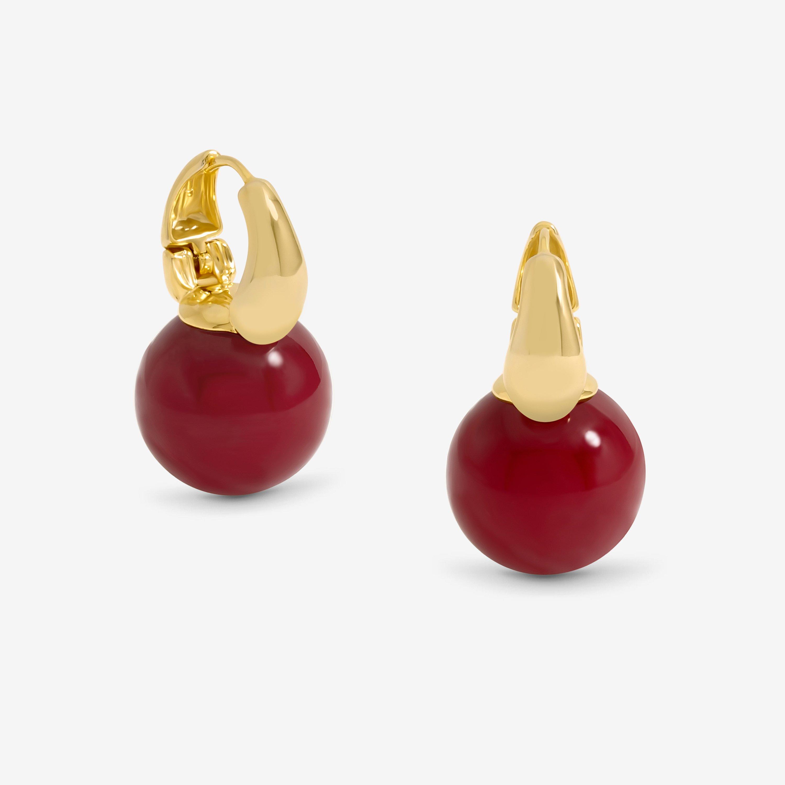 Gold - Jon Richard - Gold Plated And Red Bead Earrings - 1