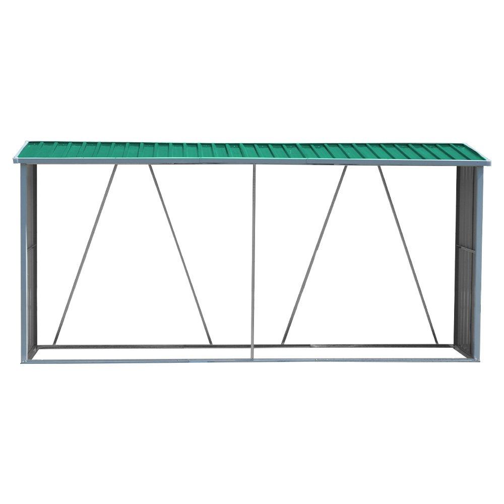 Green - Breeins - 335x83x157cm Zinc Steel Firewood Log Storage Shed - 3