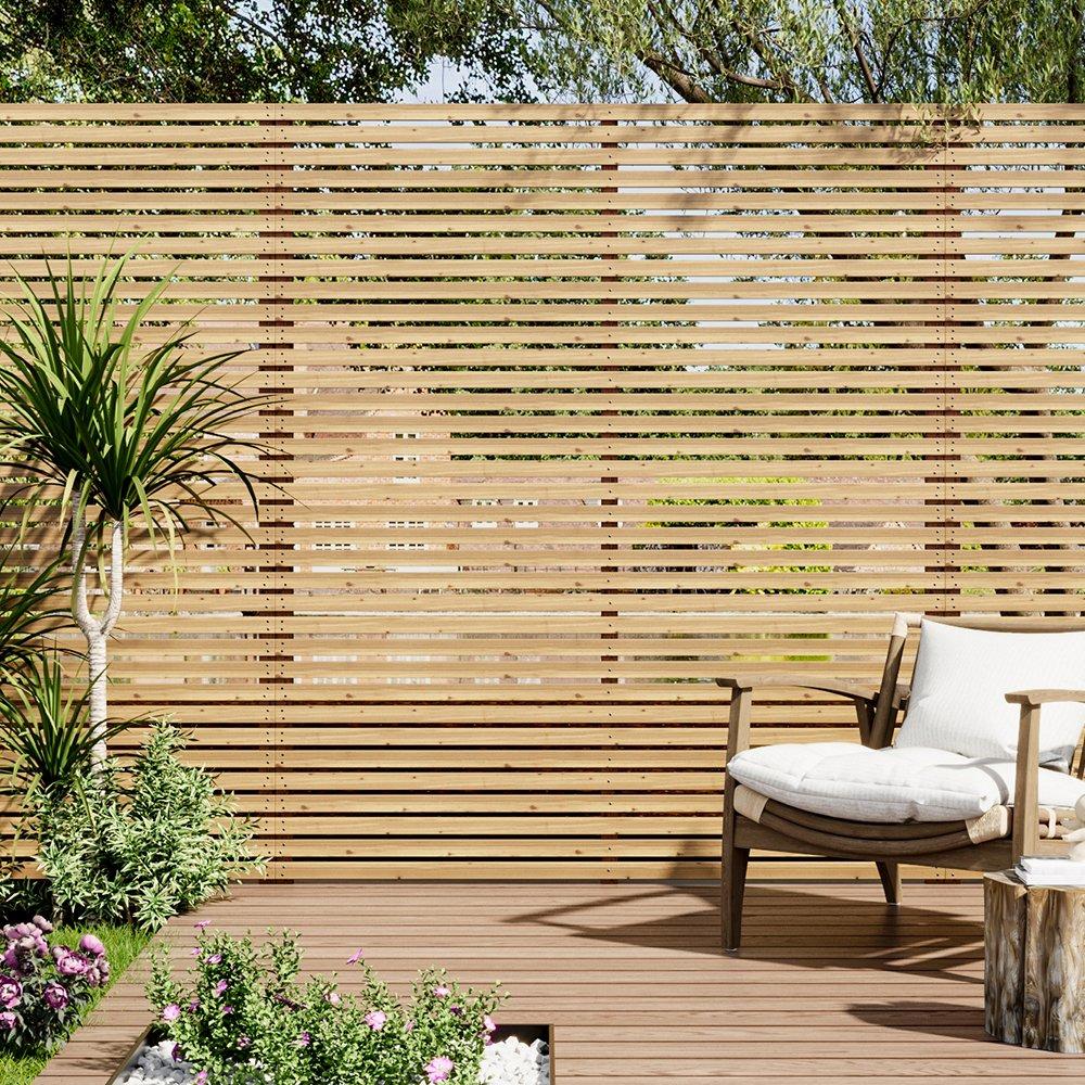 Beige - Breeins - 210cm Height Garden Privacy Wood Fence - 1