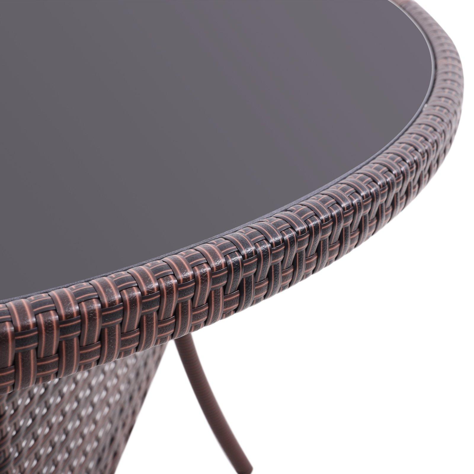 Brown - Breeins - Brown Wicker Table with Tempered Glass & Hole - 5