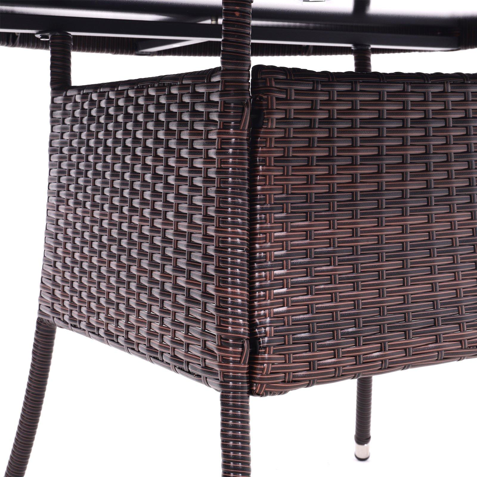 Brown - Breeins - Brown Wicker Table with Tempered Glass & Hole - 7