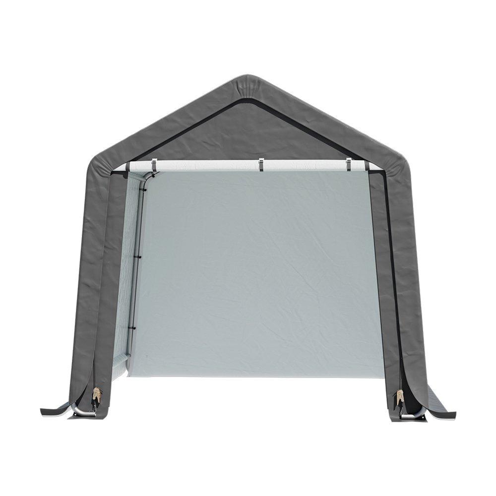 Grey - Breeins - 8x8FT Galvanized Tube Storage Shed - 3