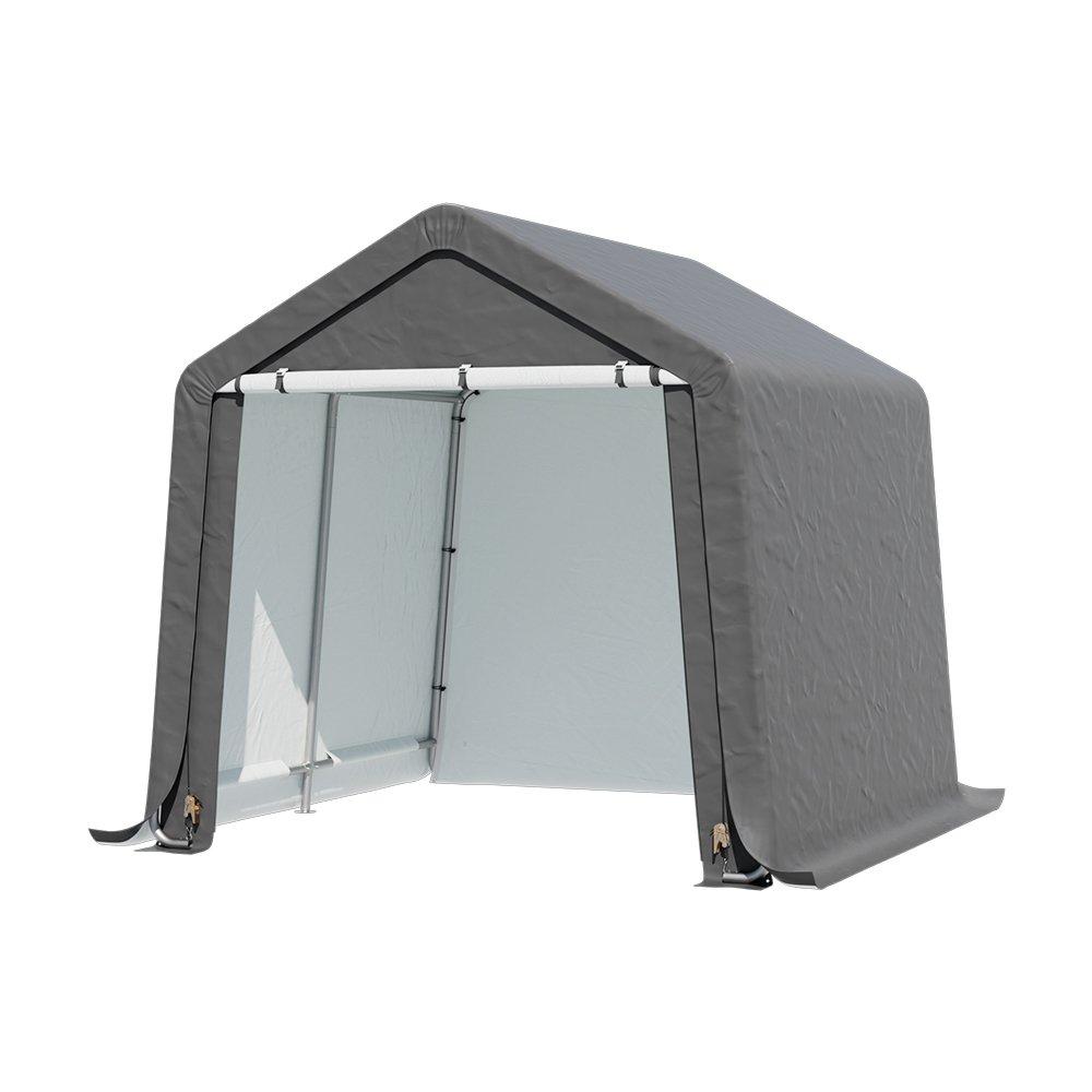 Grey - Breeins - 8x8FT Galvanized Tube Storage Shed - 4