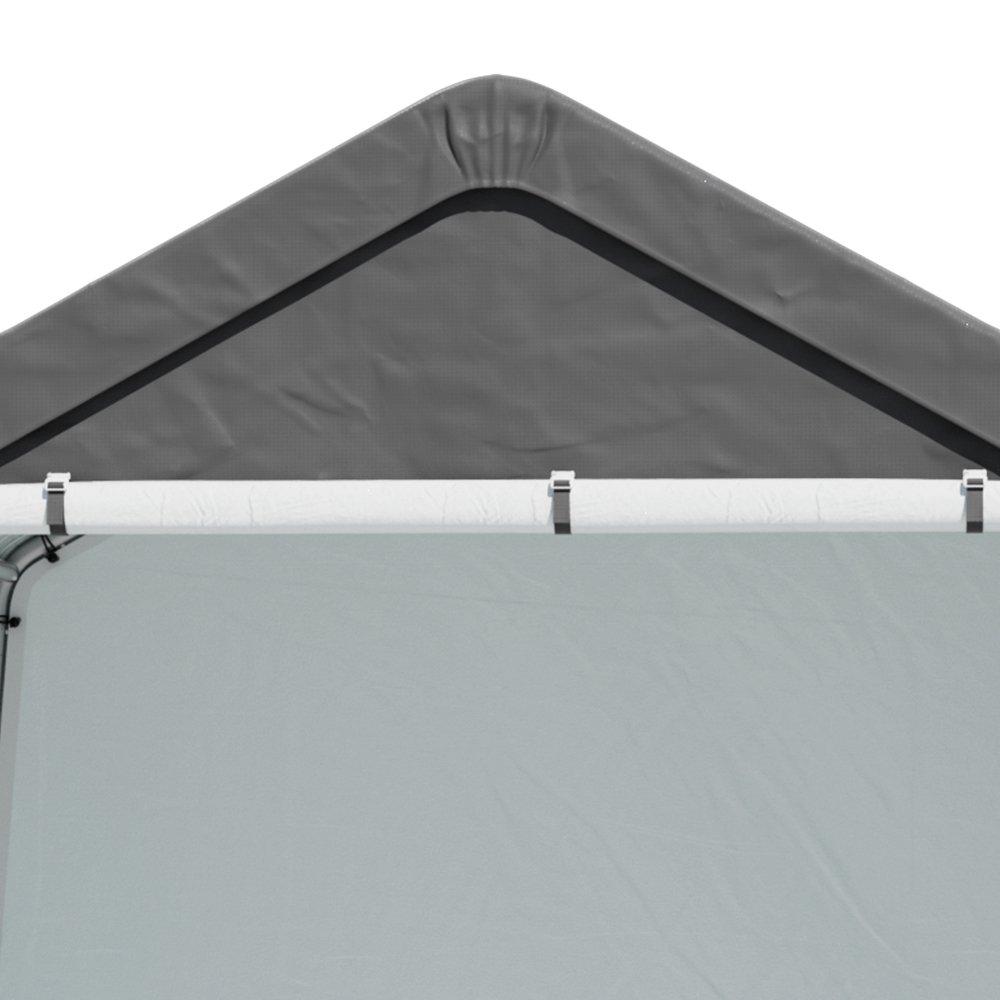 Grey - Breeins - 8x8FT Galvanized Tube Storage Shed - 6