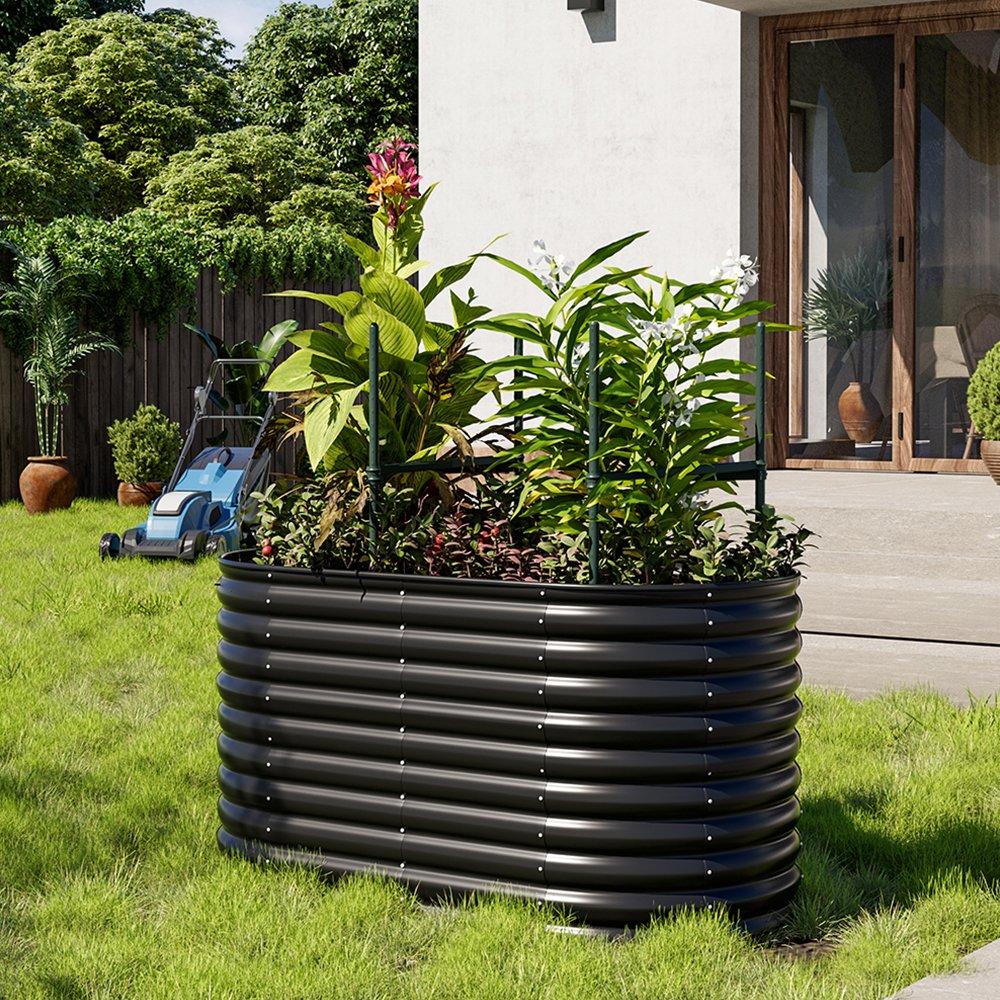 Black - Breeins - Oval-Shaped Galvanized Steel Raised Garden Bed - 2