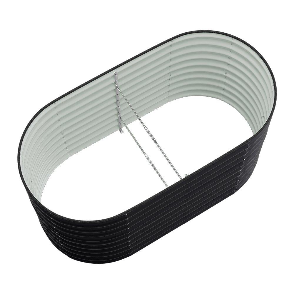 Black - Breeins - Oval-Shaped Galvanized Steel Raised Garden Bed - 5