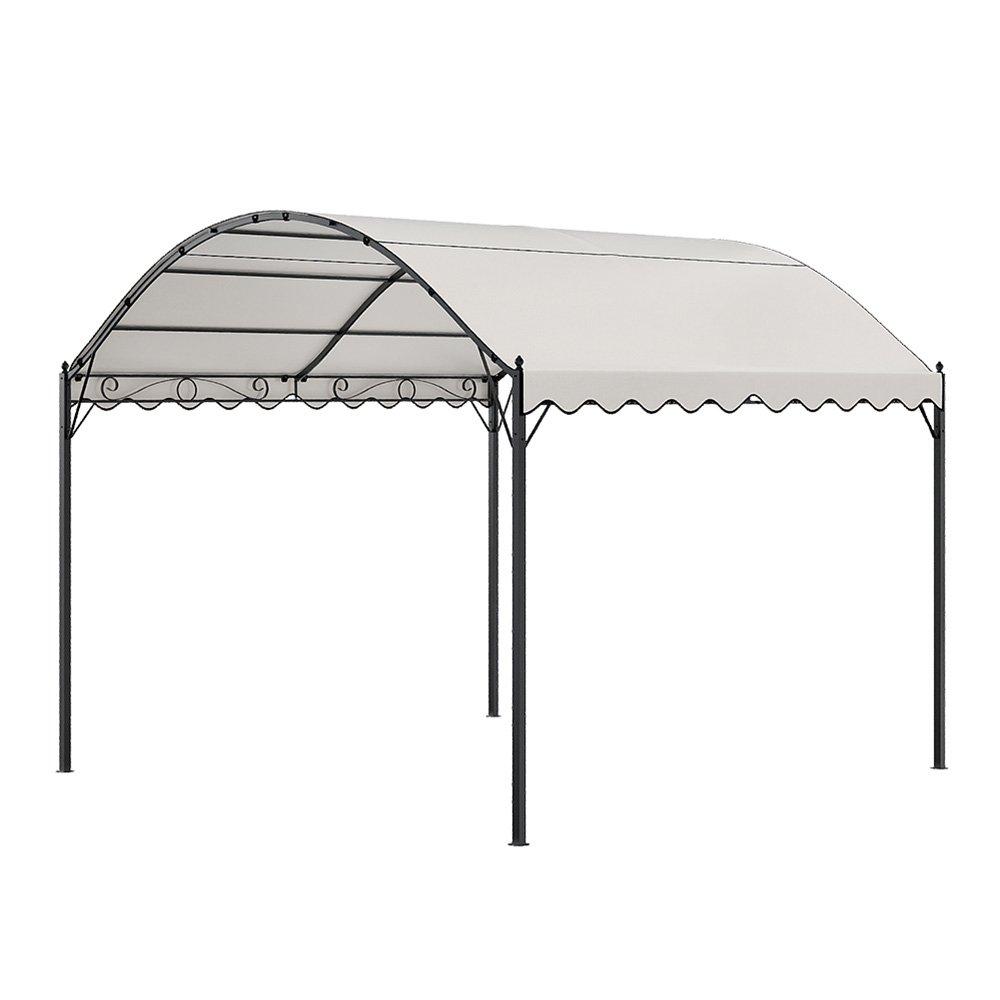 Beige - Breeins - 10x10ft Outdoor Metal Arched Pergola with Canopy - 1