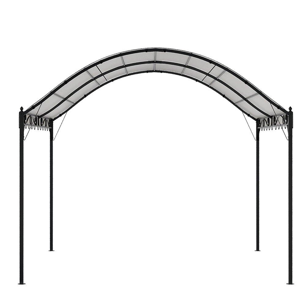 Beige - Breeins - 10x10ft Outdoor Metal Arched Pergola with Canopy - 2