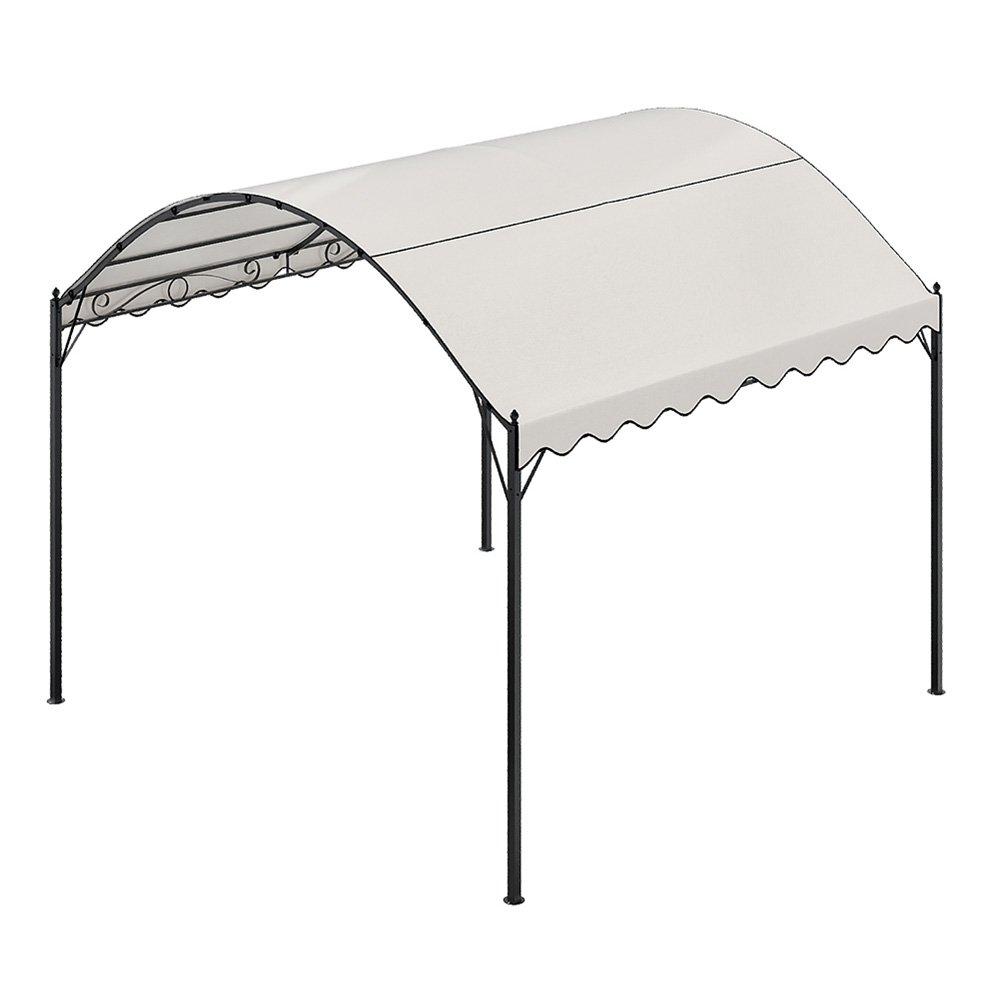 Beige - Breeins - 10x10ft Outdoor Metal Arched Pergola with Canopy - 3