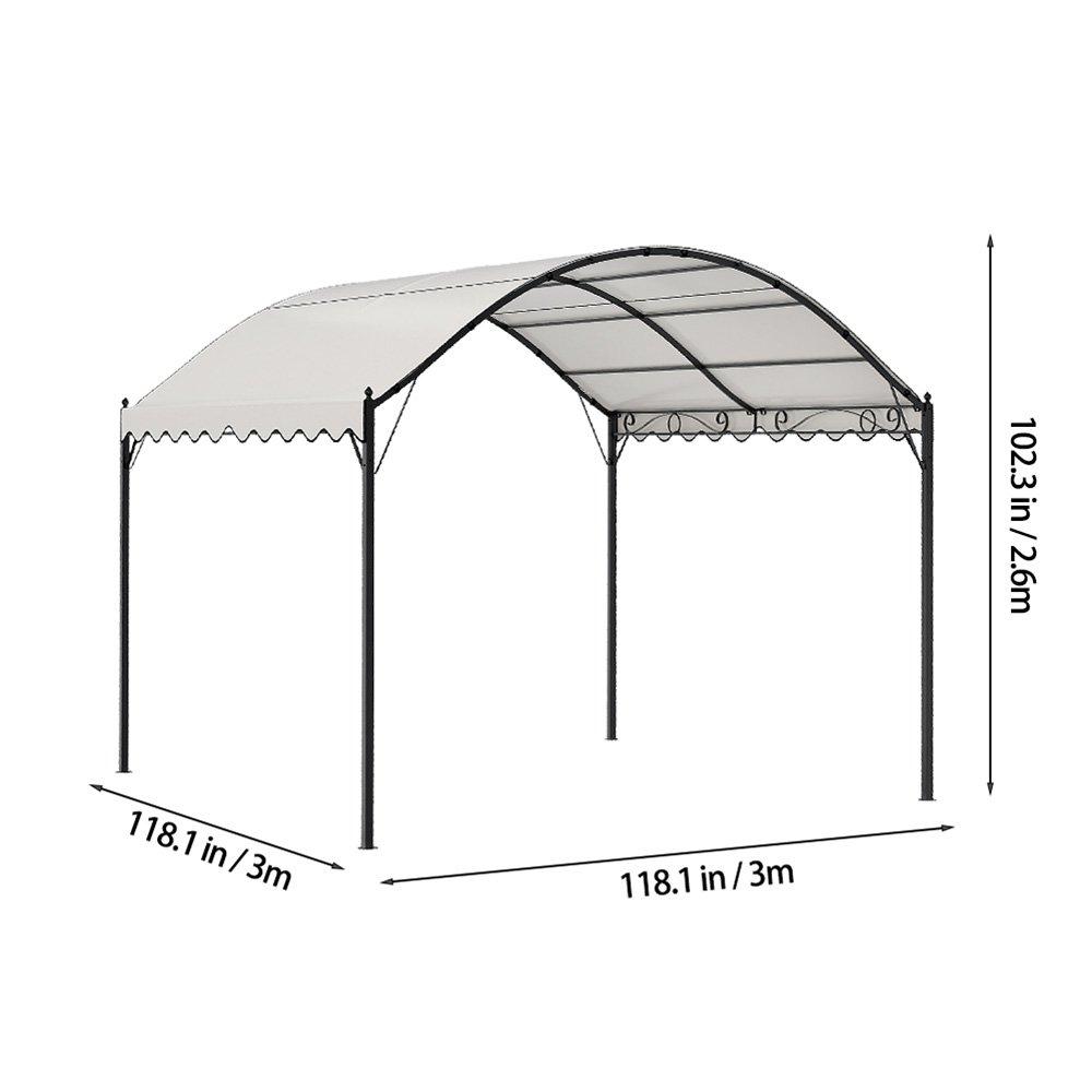 Beige - Breeins - 10x10ft Outdoor Metal Arched Pergola with Canopy - 7