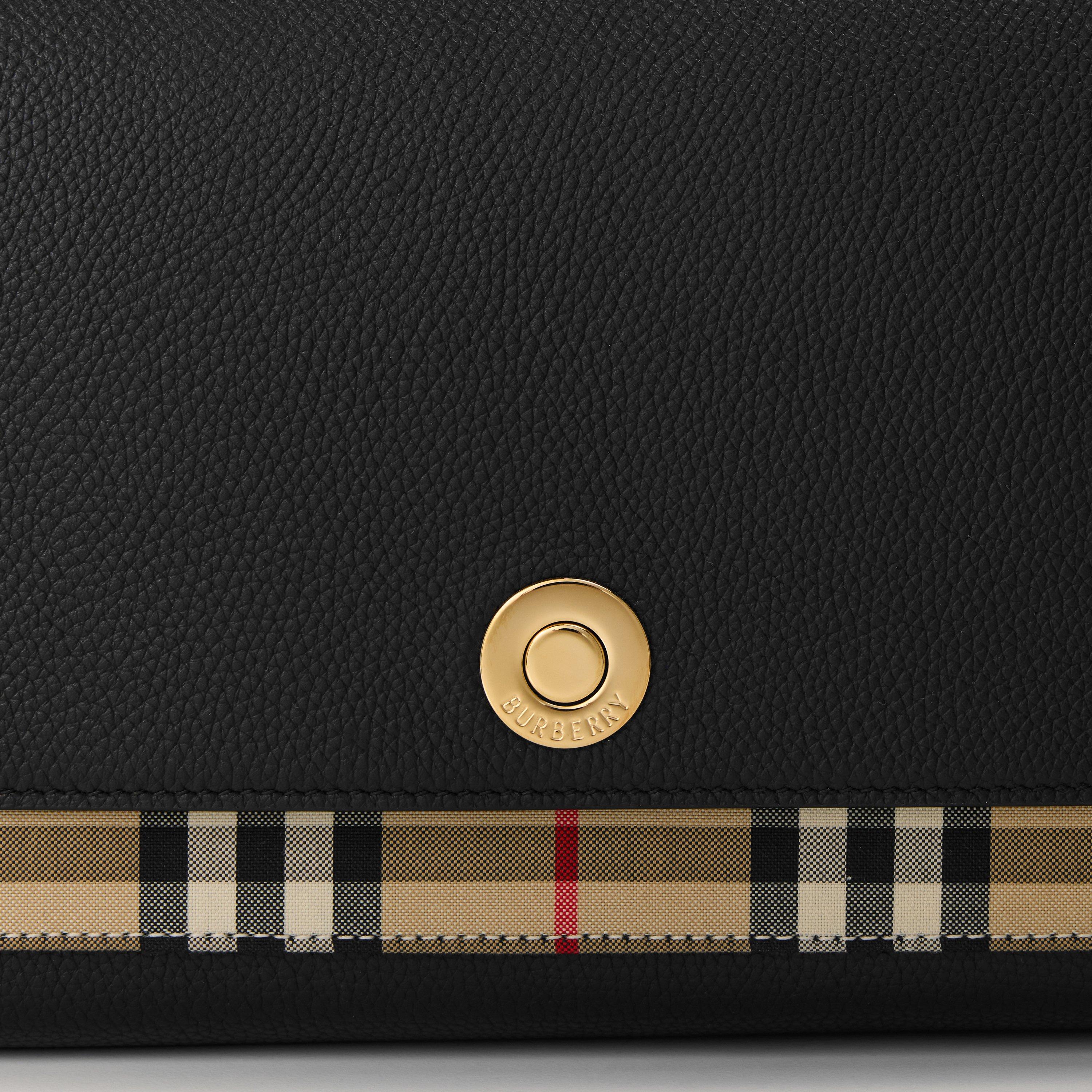 Black - Burberry - Women's Check Cotton Top Handle Note Bag - 4